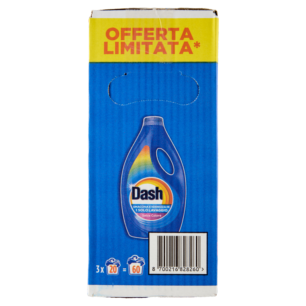 Dash Power Detersivo Liquido Lavatrice, Salva Colore, 3x20 Lavaggi=60 Lavaggi 3x900 ml