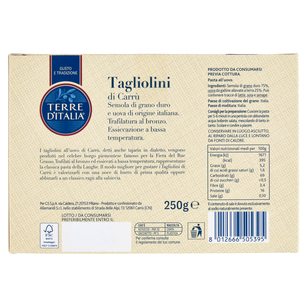 Terre d'Italia Tagliolini di Carrù 250 g