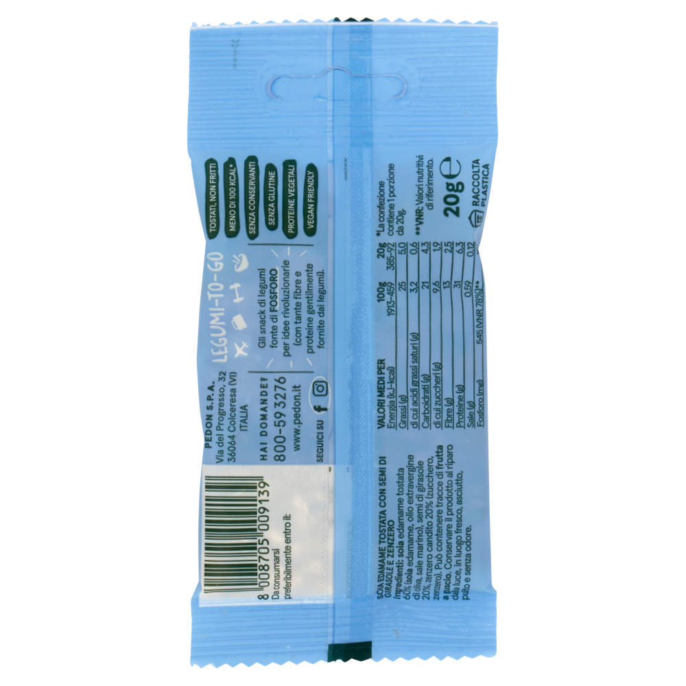 pedon I Legumi Fatti a Snack Edamame & Semi di Girasole con Zenzero 20 g
