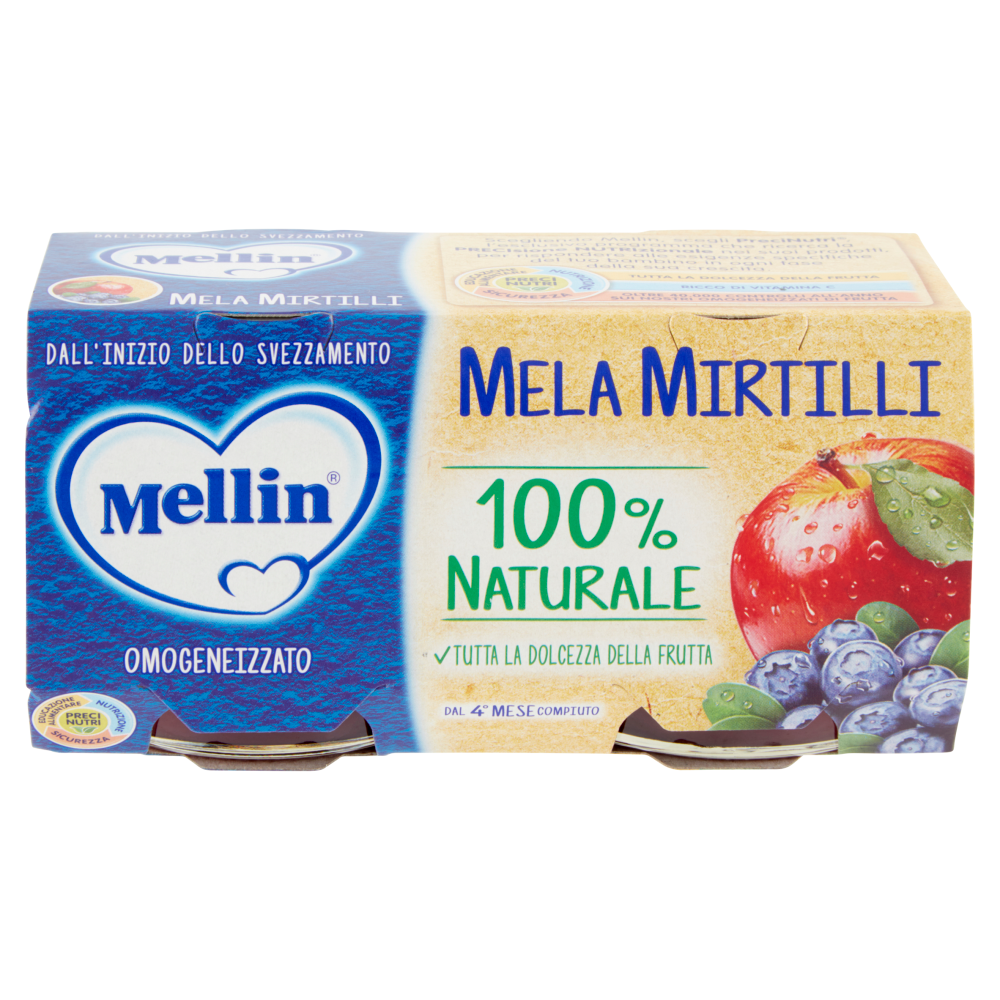 Mellin Mela Mirtilli 100% Naturale Omogeneizzato 2 x 100 g