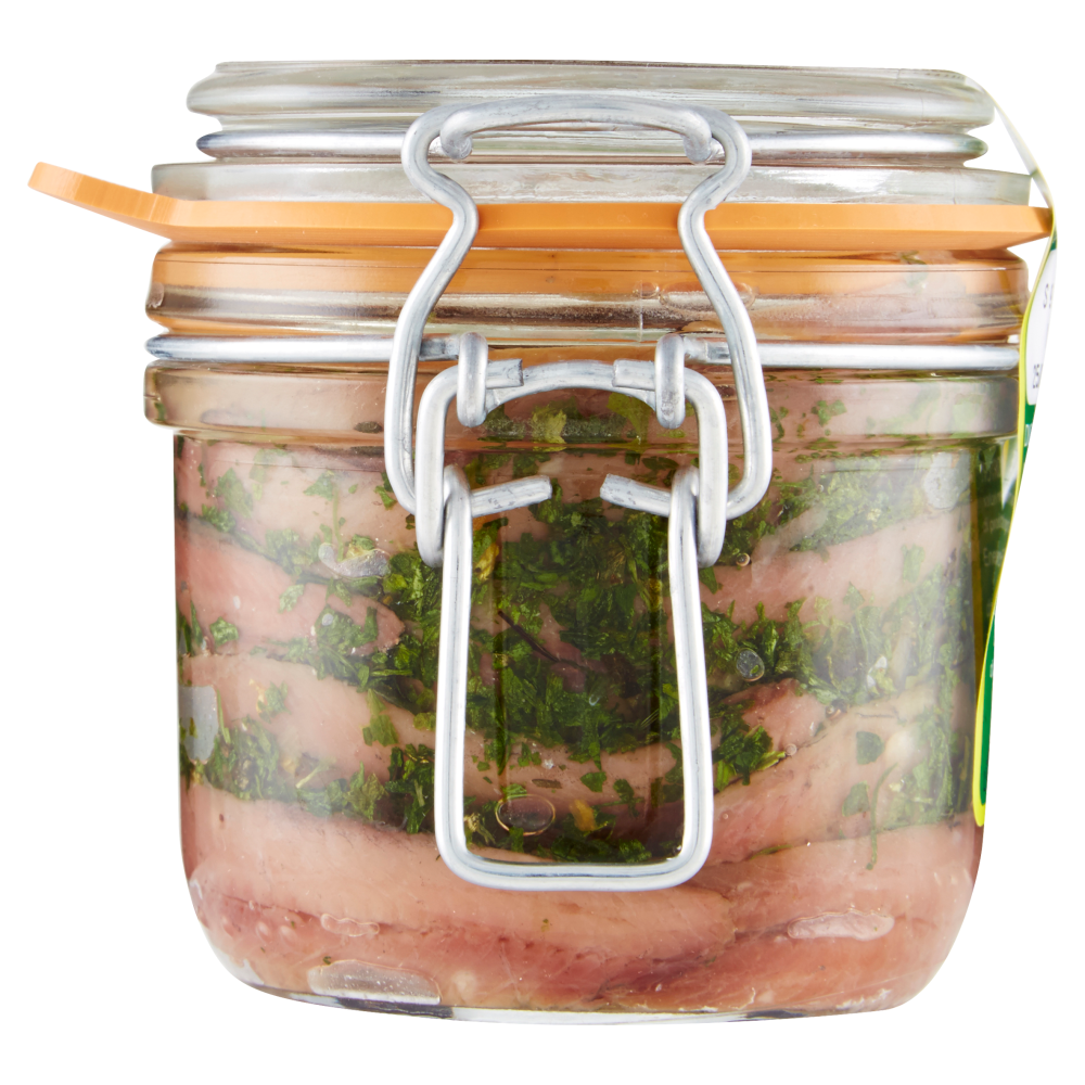 Marca Vaticano Filetti di Acciughe Spagnole in olio di oliva con prezzemolo e aglio 250 g