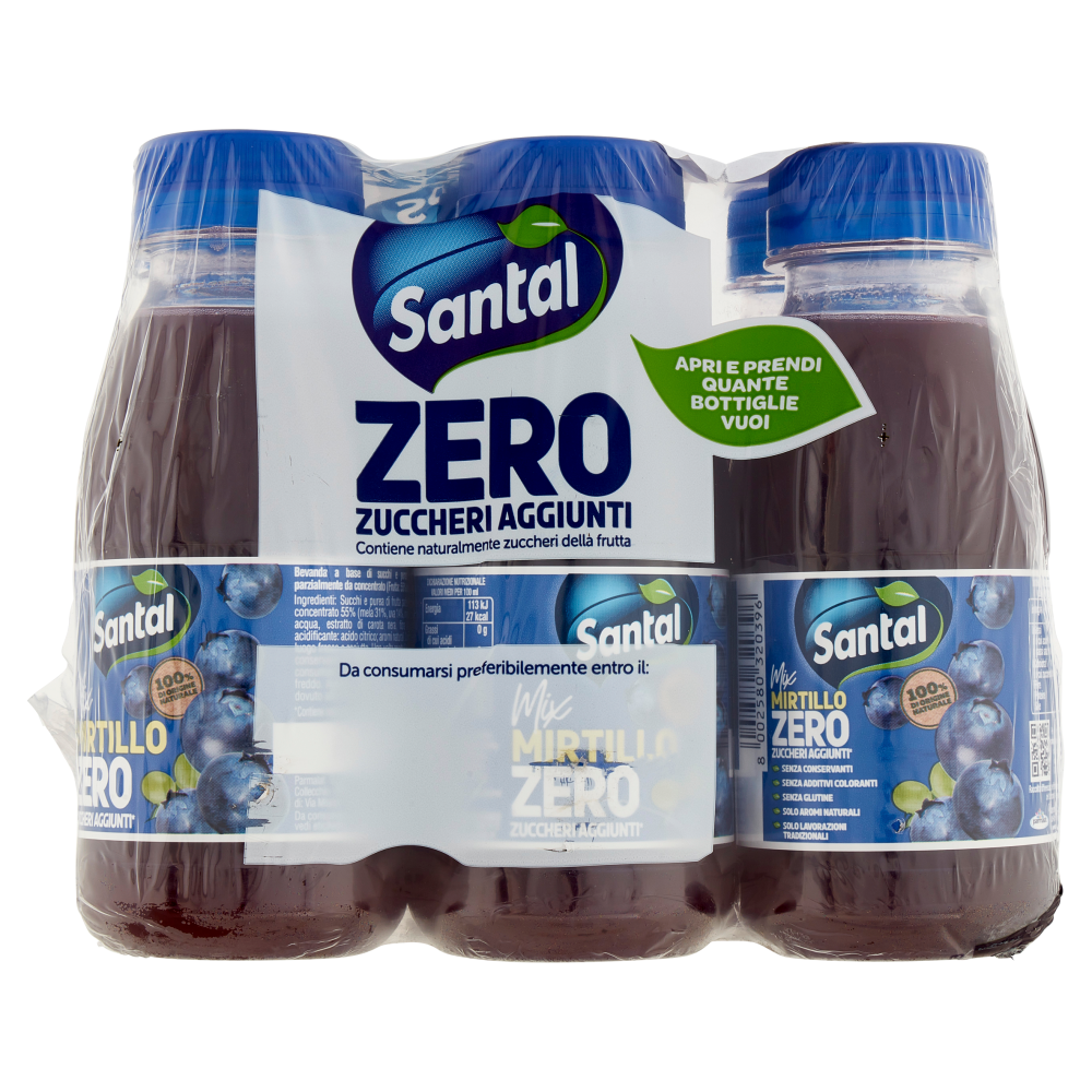 Santal Mix Mirtillo Zero Zuccheri Aggiunti 6 x 150 ml