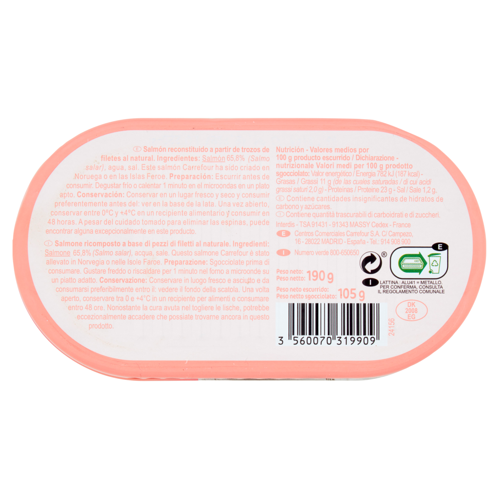 Carrefour Extra Salmone al naturale 190 g