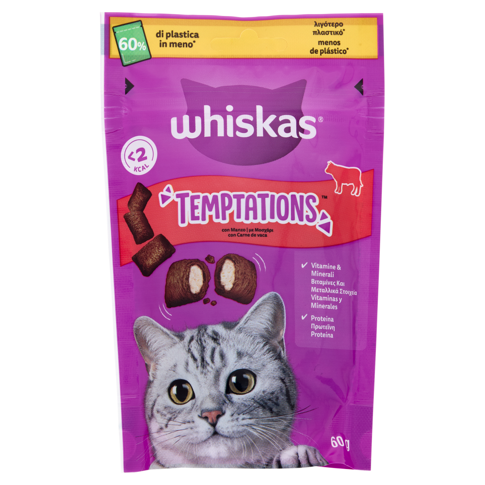 Whiskas Snack Gatto Temptations Manzo 60 g