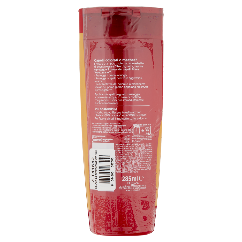 L'Or&eacute;al Paris Shampoo Elvive Color Vive, Per Capelli Colorati o con M&egrave;ches, Confezione da 2