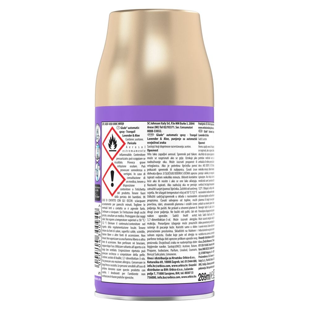 Glade Automatic Spray Ricarica, Profumatore per Ambienti, Fragranza Lavanda, 269 ml
