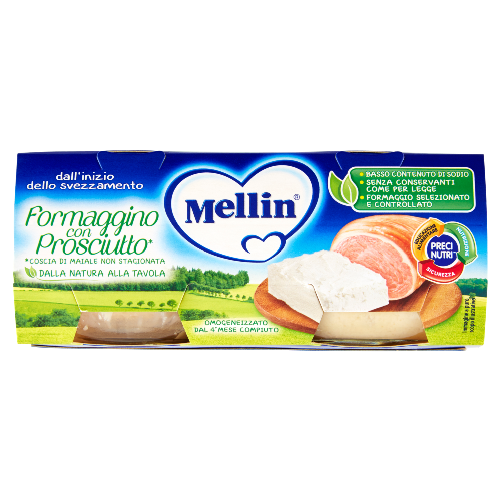 Mellin Formaggino con Prosciutto* Omogeneizzato 2 x 80 g