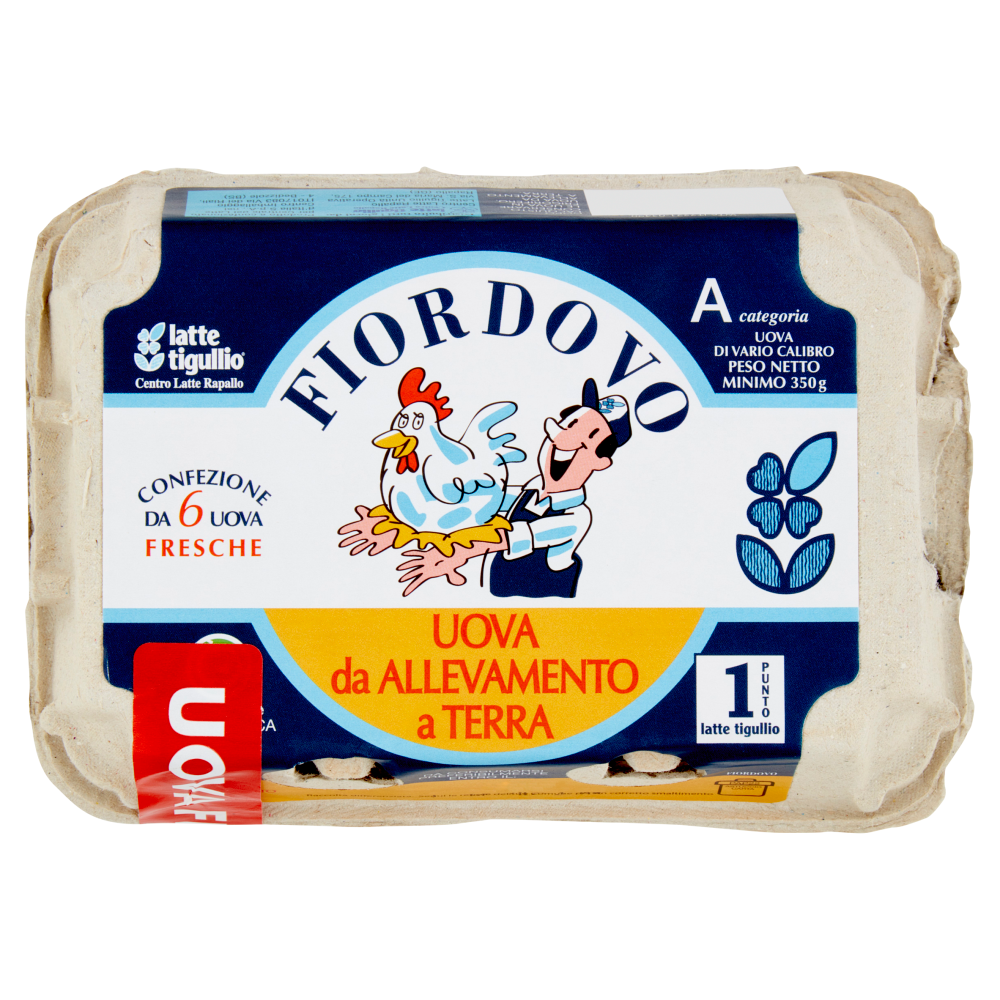 latte tigullio Fiordovo Uova da Allevamento a Terra Confezione da 6 Uova Fresche