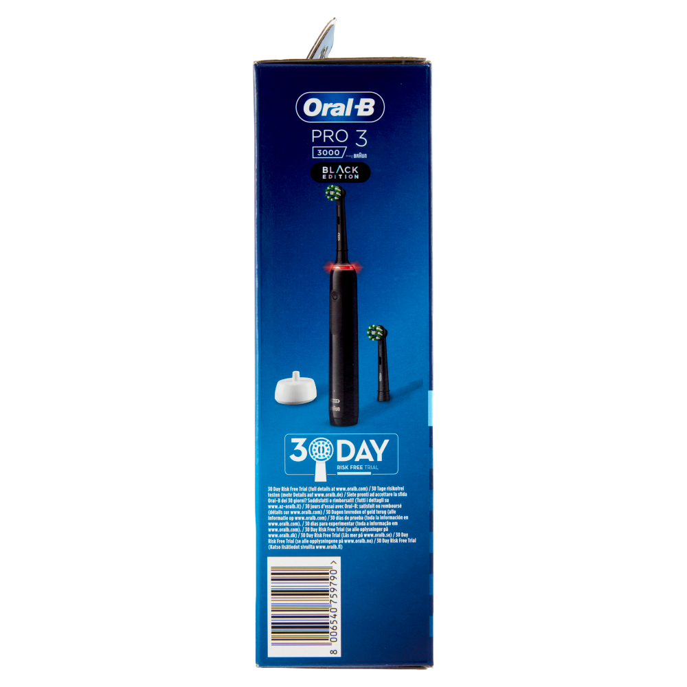 Oral-B Spazzolino Elettrico Denti Ricaricabile Pro 3 3000 Black + 2 refill Cross Action