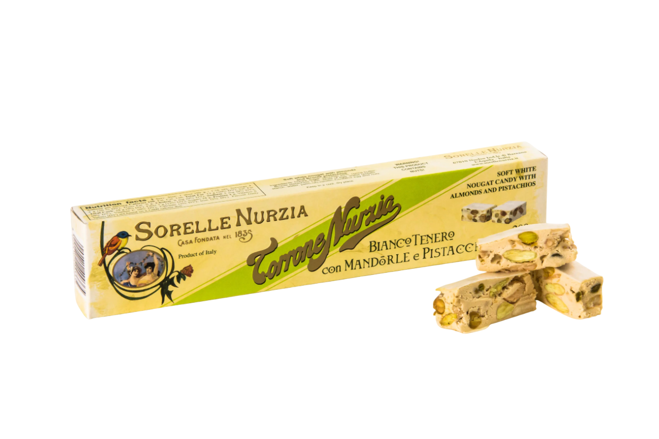 Torrone Bianco Tenero con Mandorle e Pistacchi