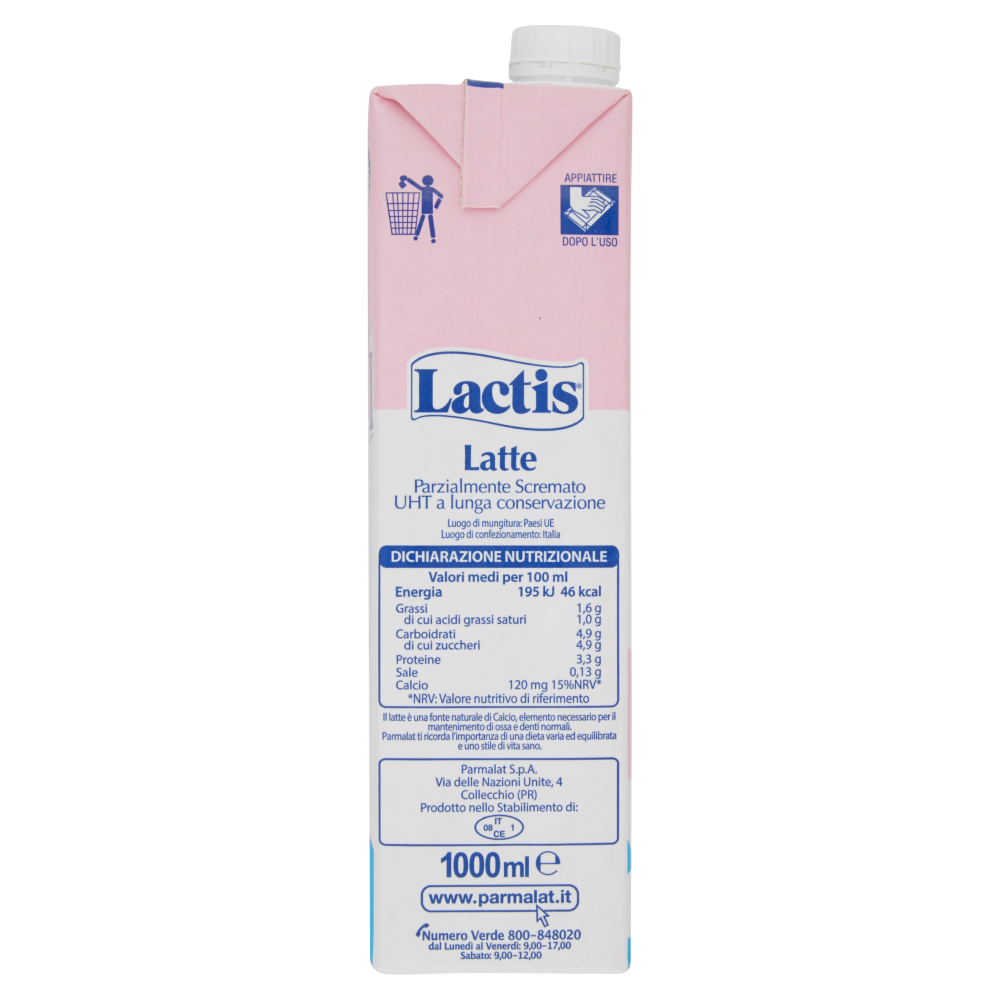 Lactis Latte Parzialmente Scremato UHT a Lunga Conservazione 1000 ml