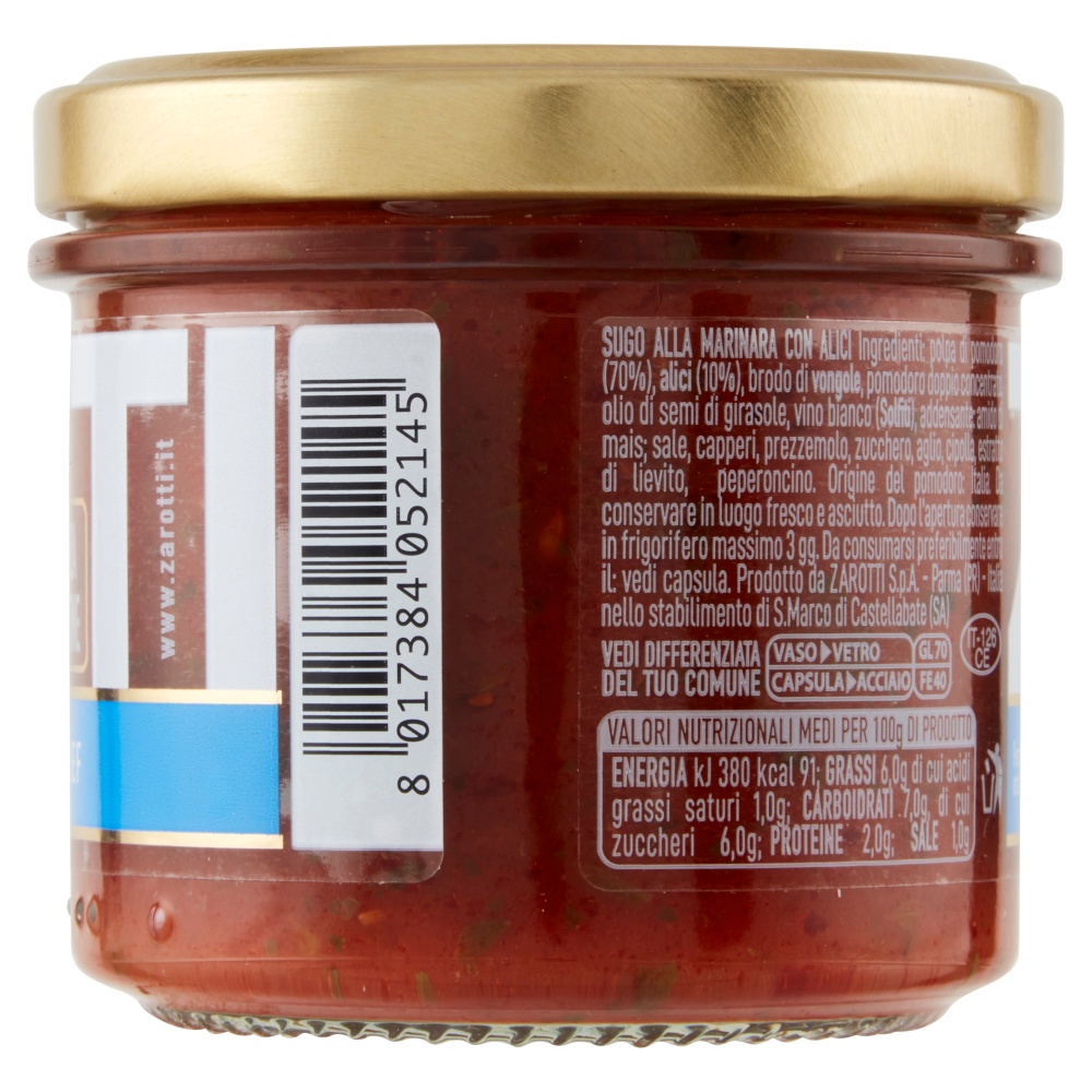 Zarotti S&igrave; Chef Sugo alla Marinara con Alici 110 g