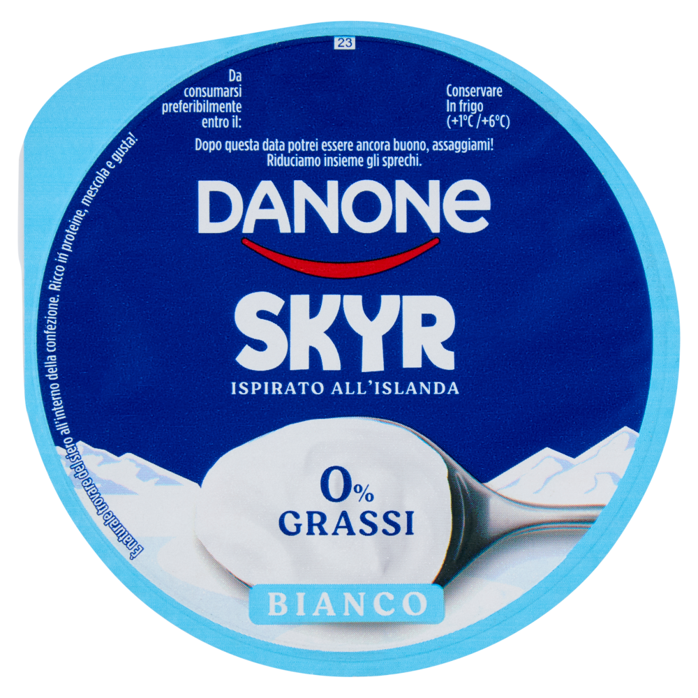 DANONE Skyr, Yogurt ispirato all'Islanda, 0% grassi, Cremoso, Ricco in Proteine, Bianco, 150g