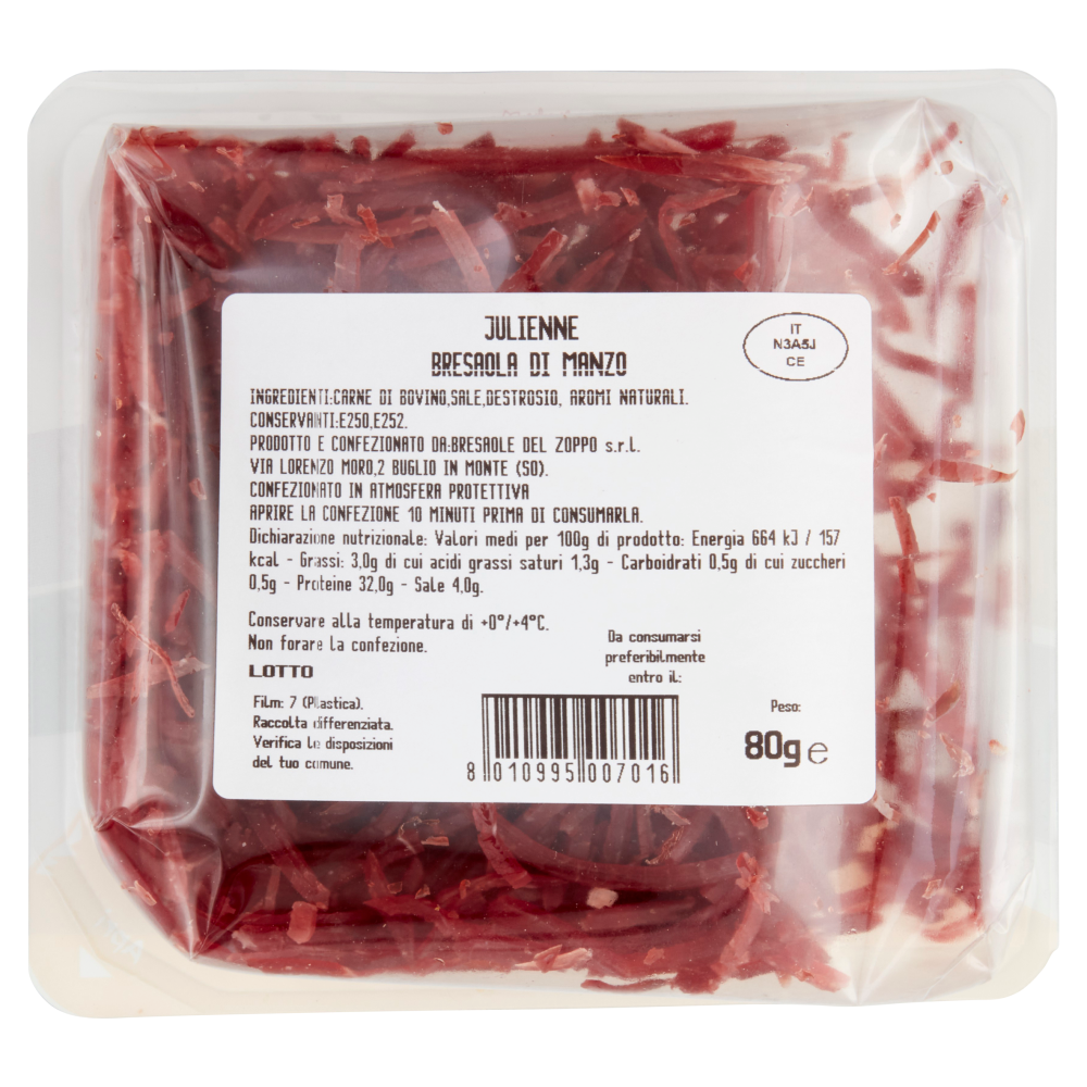Del Zoppo Julienne di Bresola di manzo 80 g