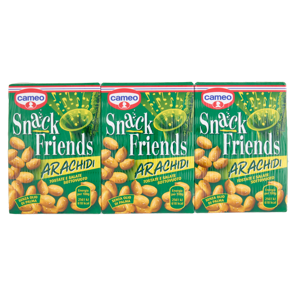 cameo Snack Friends Arachidi Tostate e Salate Sottovuoto 3 x 40 g