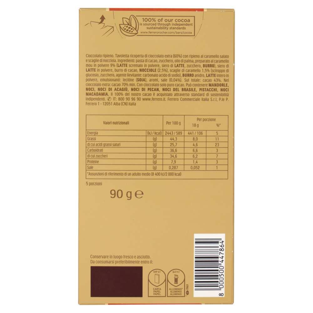 Ferrero Rocher Caramello Salato & Nocciola 70%** Cocoa Extra Fondente 90 g