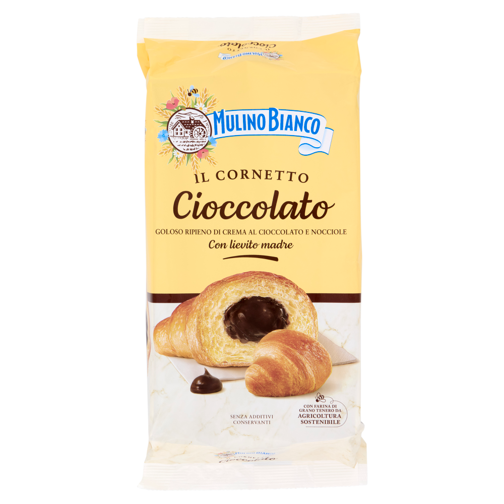 Mulino Bianco Cornetti al Cioccolato Merenda senza Additivi Conservanti 6 pezzi 300g