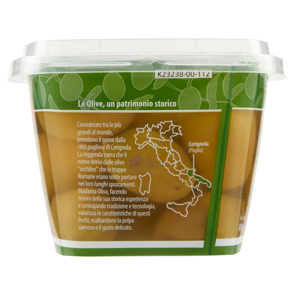 Madama Oliva il Frutto d'Italia Olive Bella di Cerignola Verdi 480 g