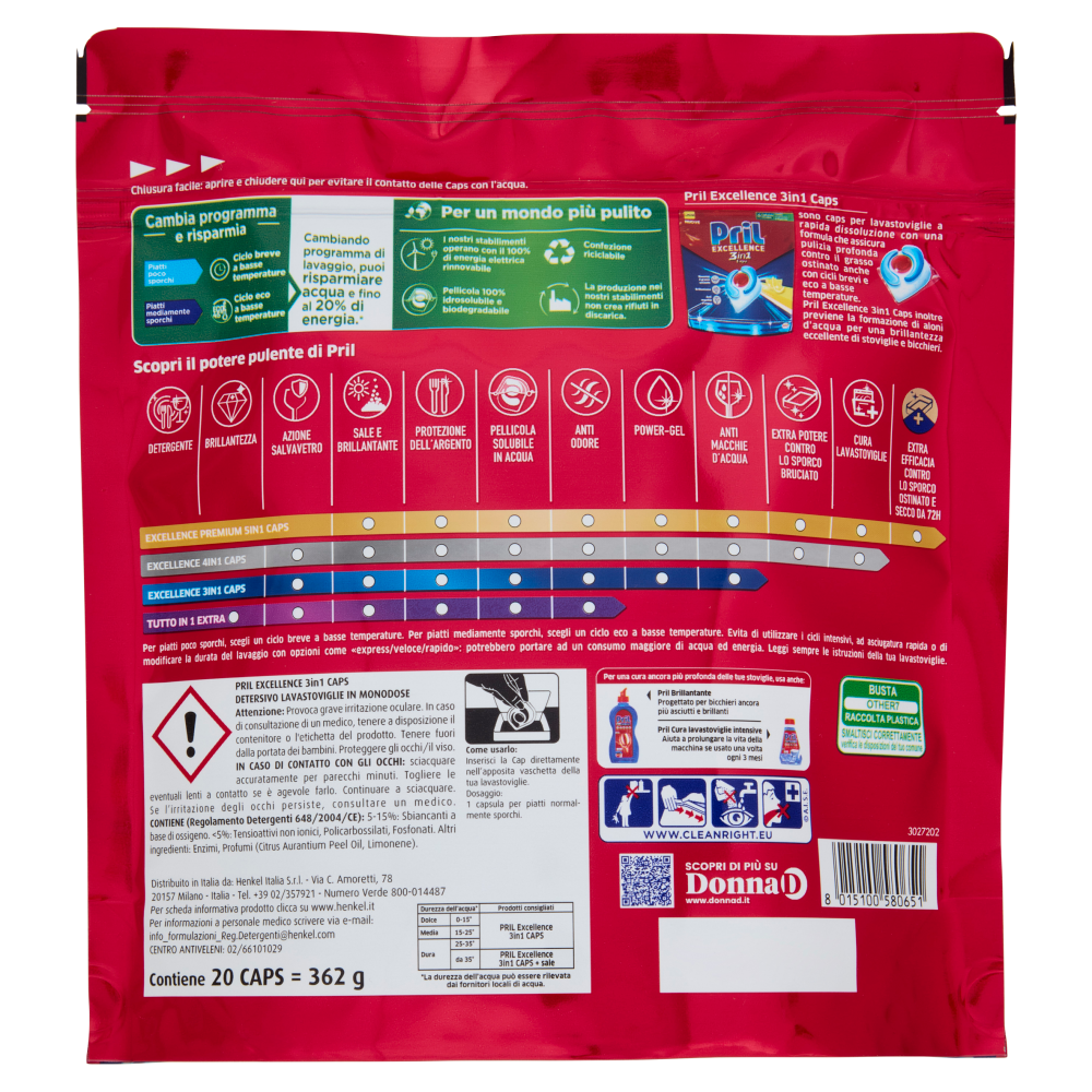 PRIL Excellence 3in1 Caps Limone 20pz (362g)