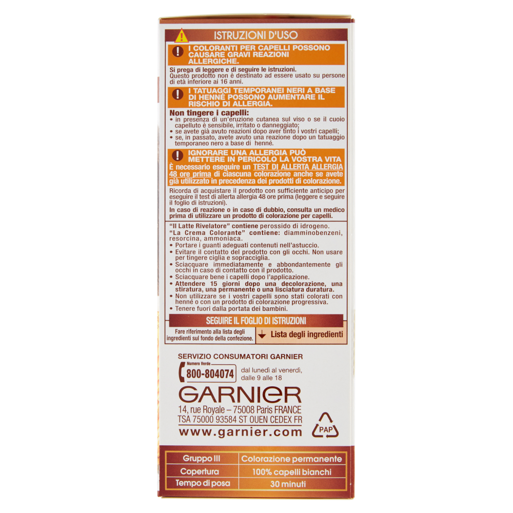 Garnier Belle Color Colore Luminoso, Tinta per Capelli Bianchi 20 Castano Chiaro Naturale