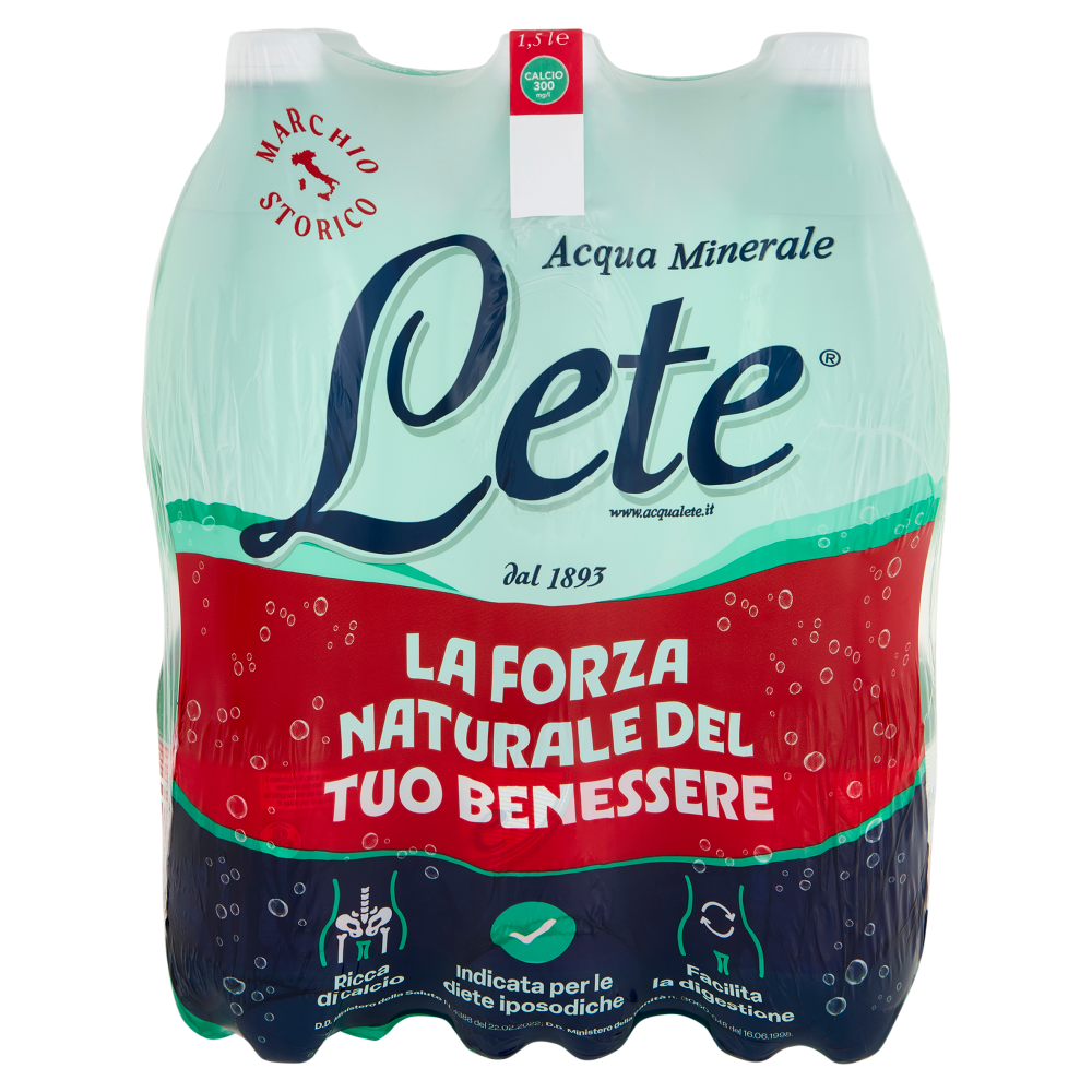 Lete Acqua Minerale Effervescente Naturale 6 x 1,5 l
