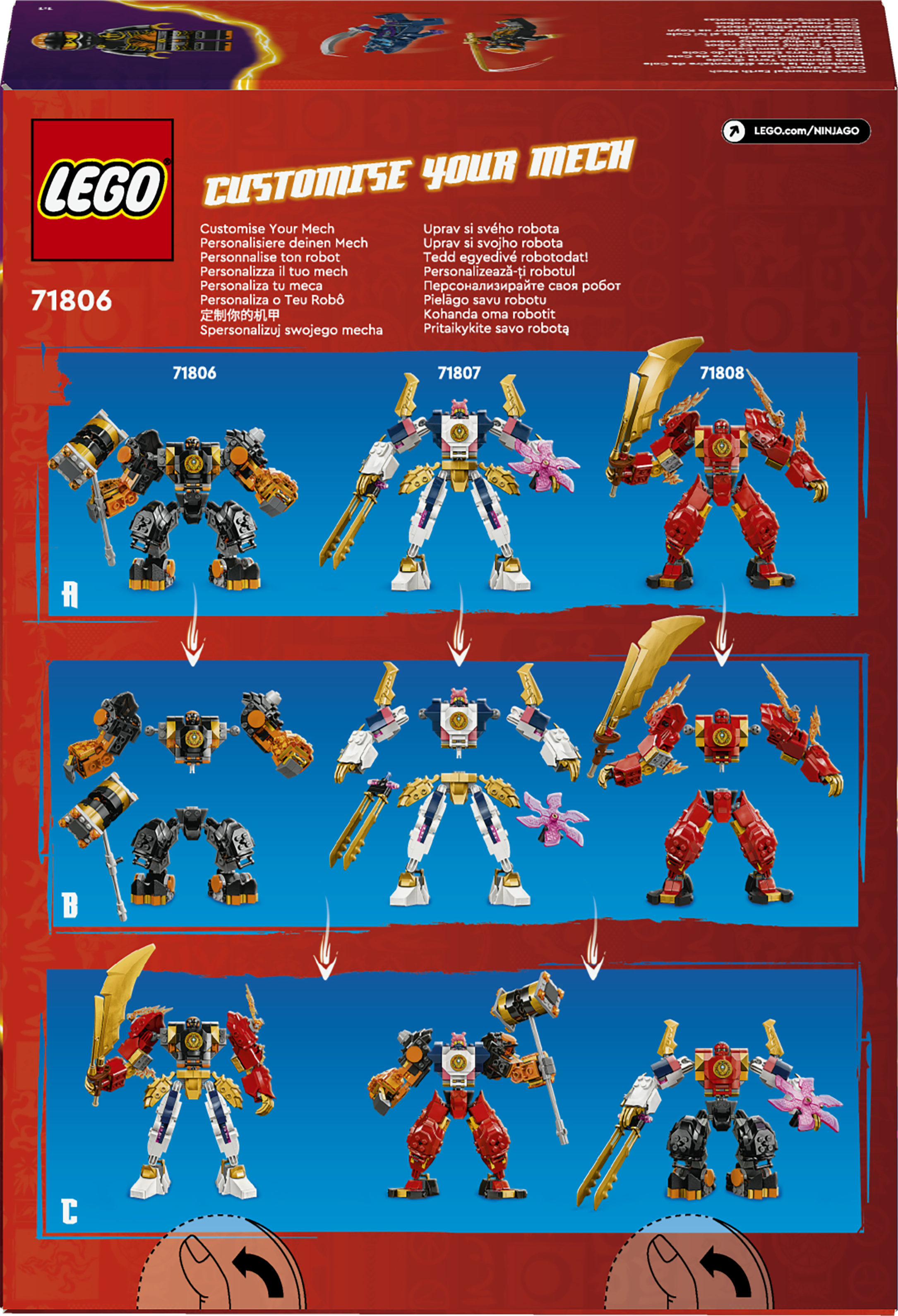 LEGO NINJAGO 71806 Mech Elemento di Terra di Cole, Giochi per Bambini da 7+, Action Figure Personalizzabile con 2 Minifigure