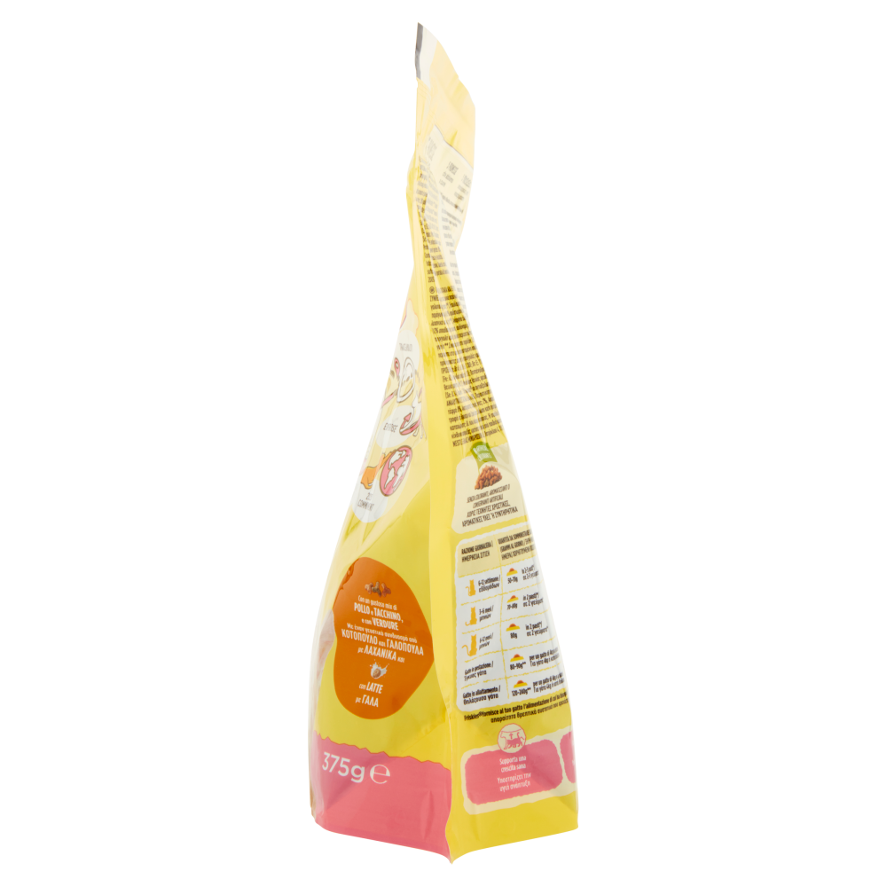 PURINA FRISKIES Gatto Junior Con un gustoso mix di Pollo e Tacchino, con Latte e con Verdure 375 g