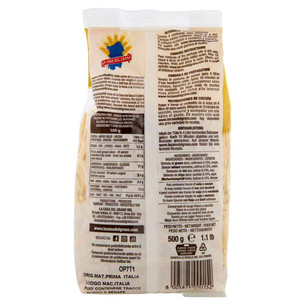 La Casa del Grano Le Specialit&agrave; i Malloreddus Zafferano Fini 500 g