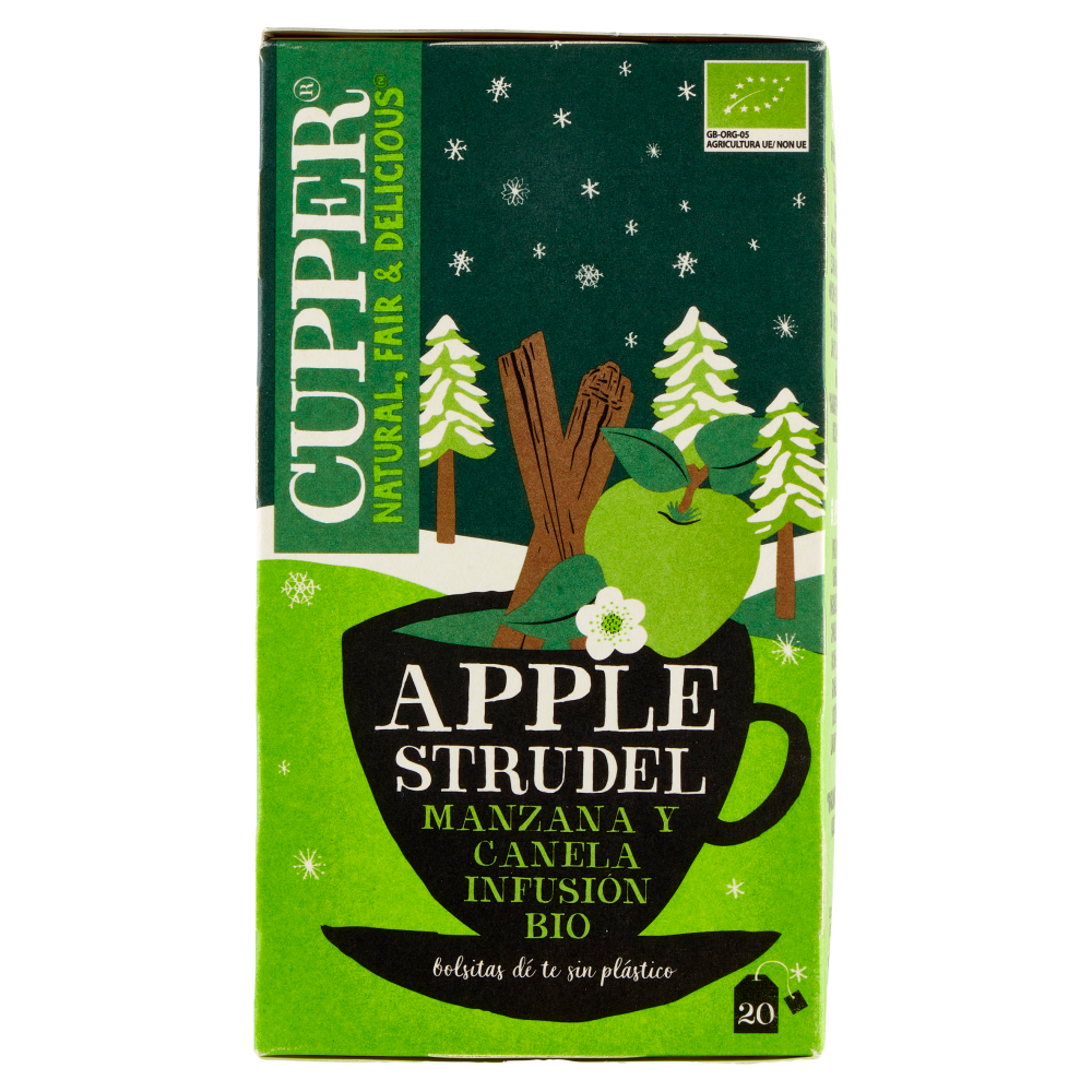 CUPPER Infuso Biologico Apple Strudel, Tisana Natalizia con Mela e Cannella, 20 Bustine 50 g