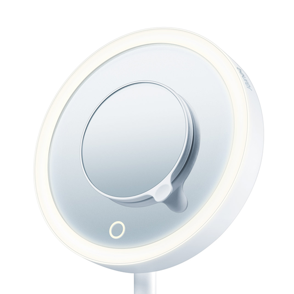 Beurer BS 45 Specchio Cosmetico con Illuminazione LED Regolabile, Ingrandimento 5X e Base Porta Oggetti - 40 g