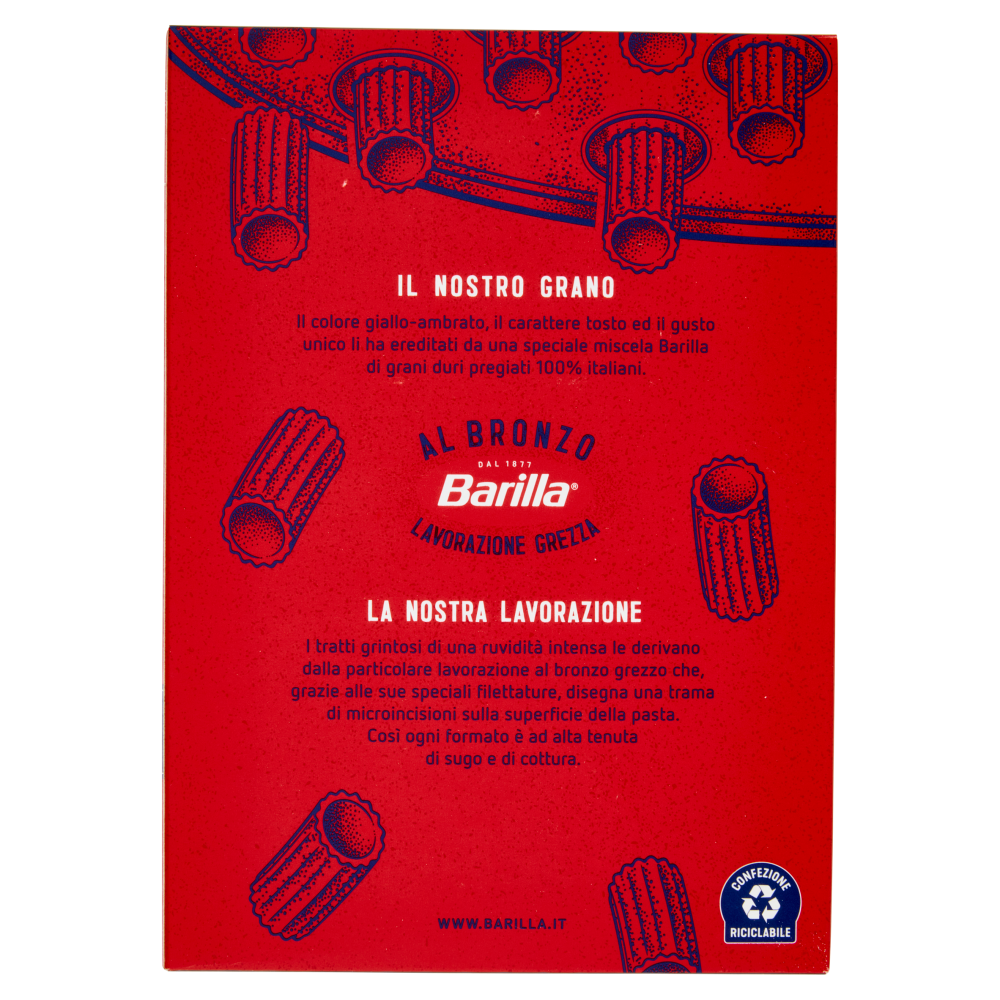 Barilla Pasta Al Bronzo Mezzi Rigatoni 100 Grano Italiano 400g Carrefour