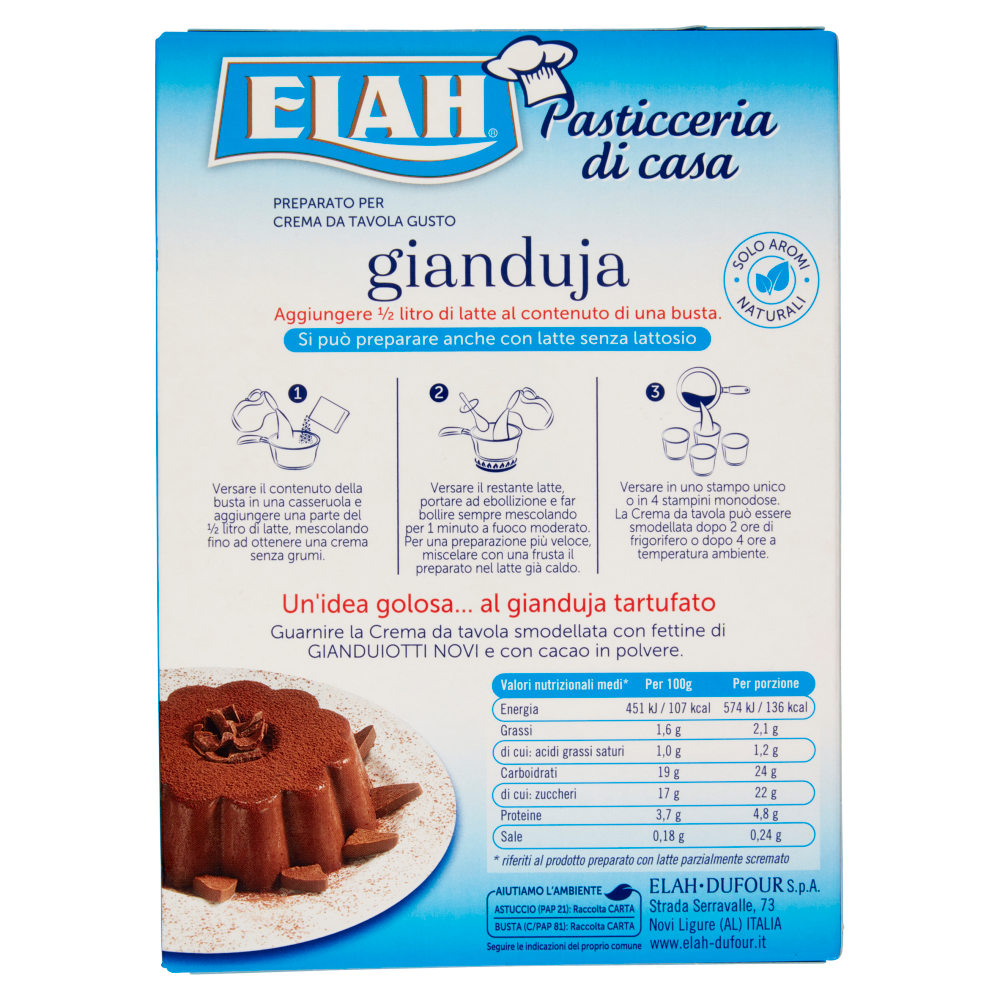 Elah Preparato per Crema da Tavola Gusto gianduja 80 g