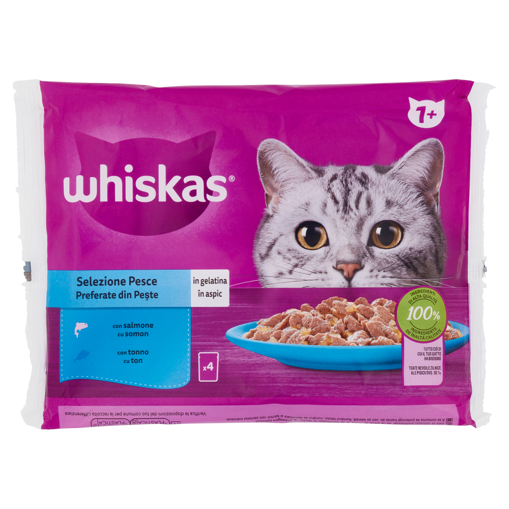 Whiskas Selezione Pesce in gelatina con salmone, con tonno 4 x 85 g