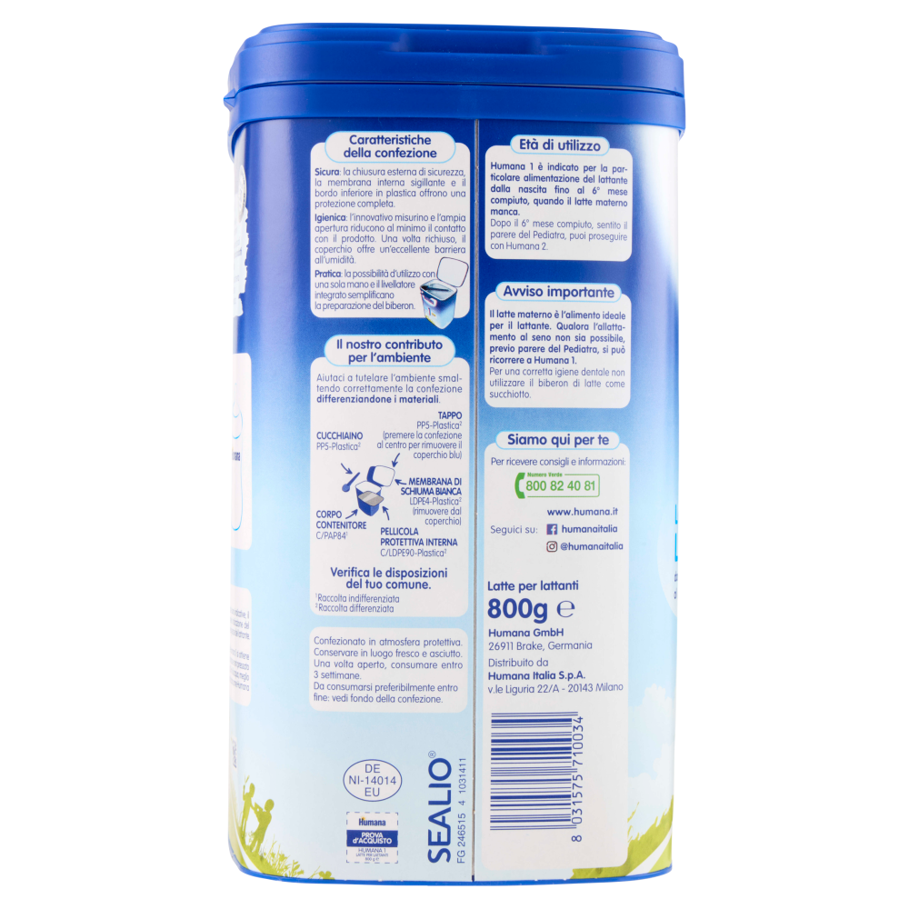 Humana 1 Latte per Lattanti 800 g
