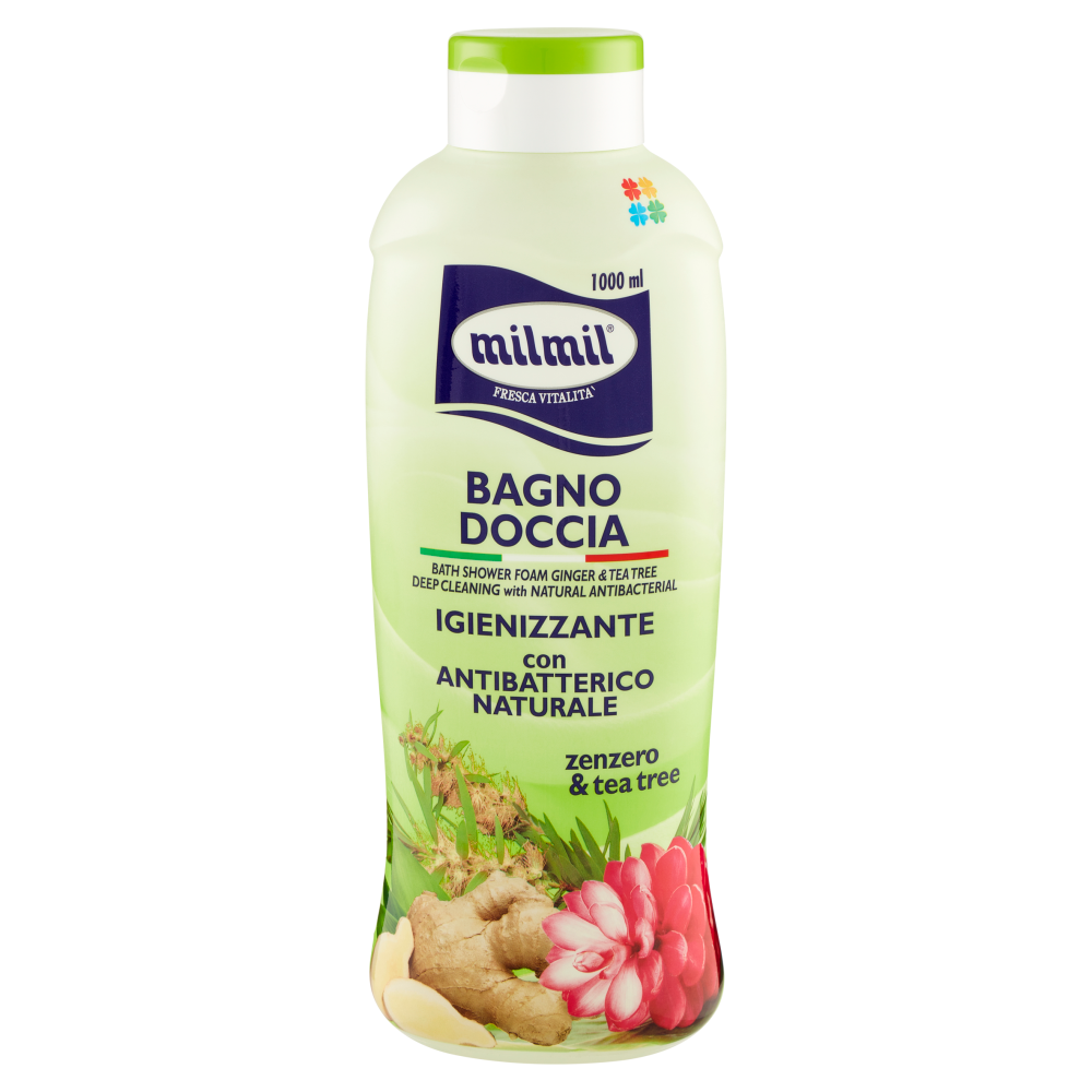 milmil Bagno Doccia Igienizzante con Antibatterico Naturale zenzero & tea tree 1000 ml