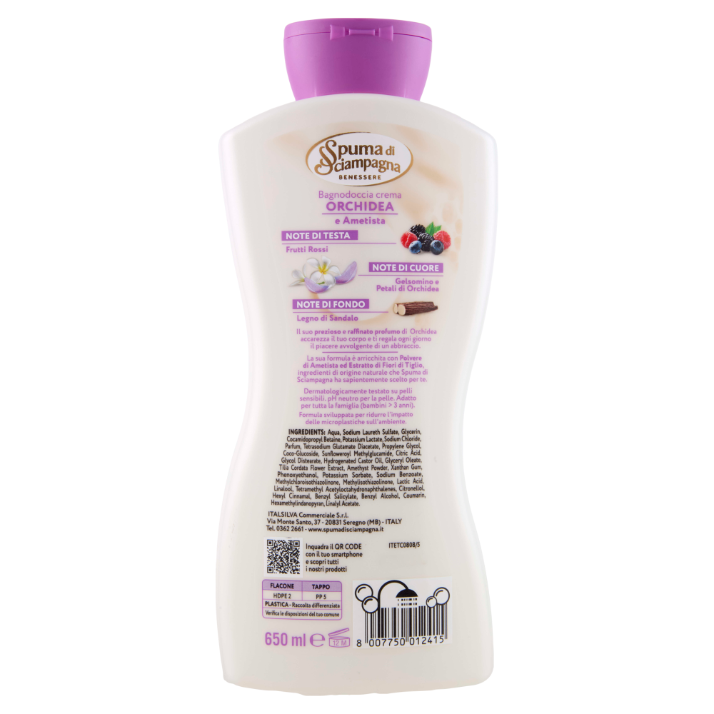 Spuma di Sciampagna Benessere Orchidea e Ametista Bagnodoccia crema Rigenerante 650 ml