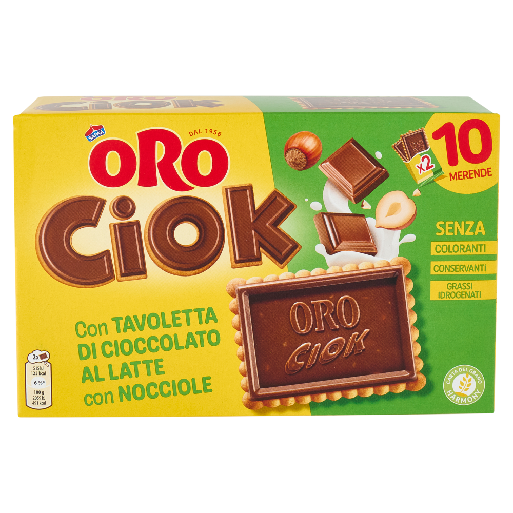 Oro Ciok biscotto con Tavoletta di Cioccolato alla nocciola - 10 x 25 g