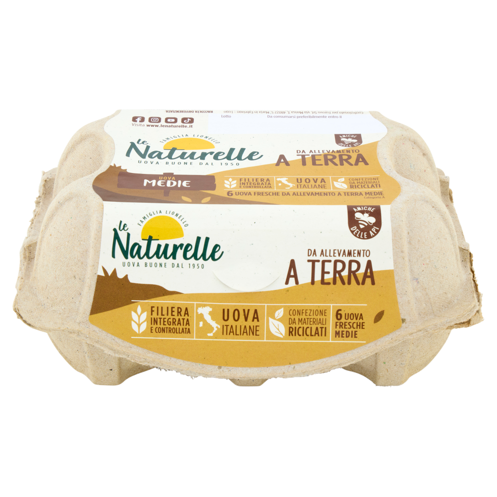 le Naturelle 6 Uova Fresche da Allevamento a Terra Medie