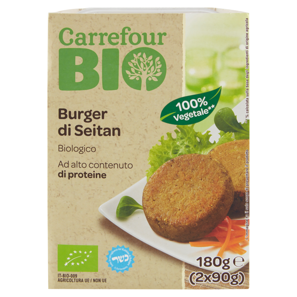 Carrefour Bio Burger di Seitan Biologico 2 x 90 g Carrefour
