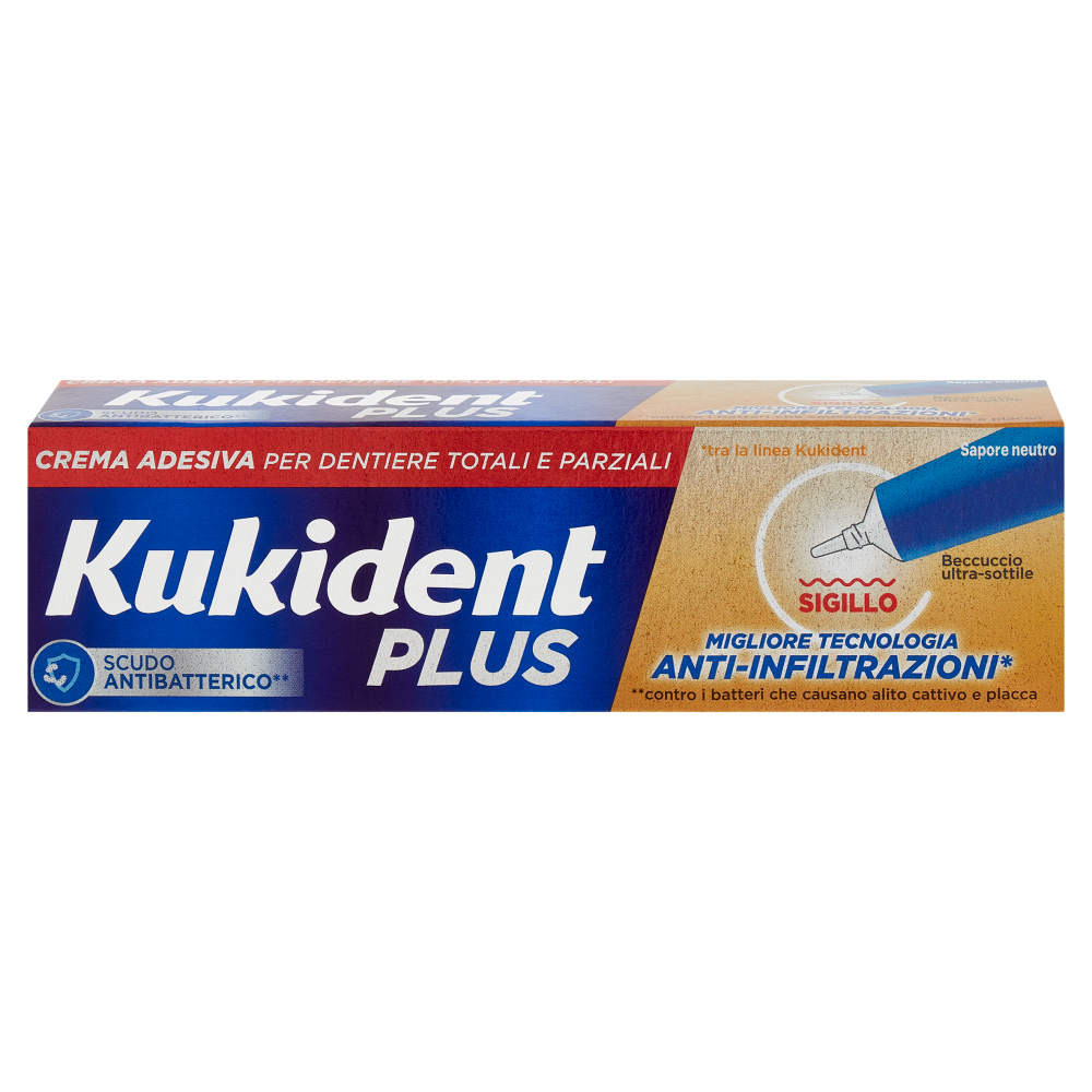 Kukident Plus Sigillo Crema Adesiva per Dentiere Totali e Parziali 35 g