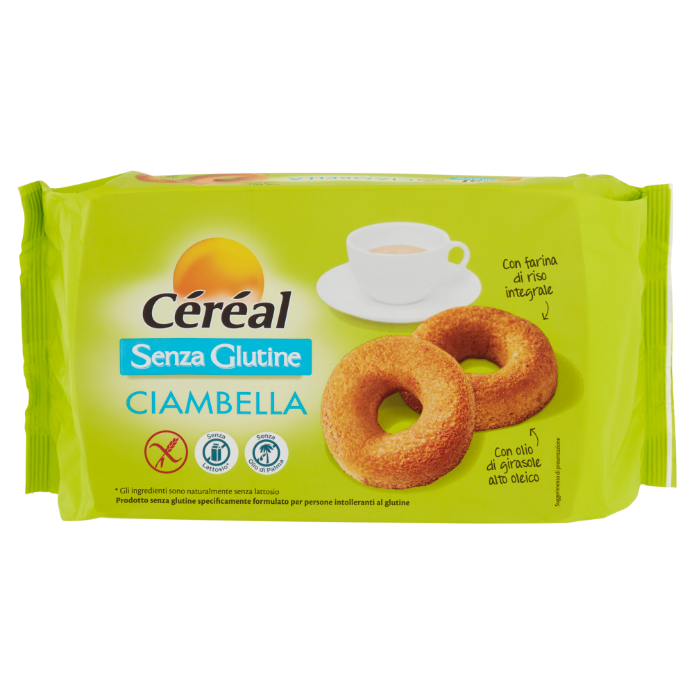 Céréal Senza Glutine Ciambella con Farina di Riso integrale, Merendine senza lattosio, 4 per 50g