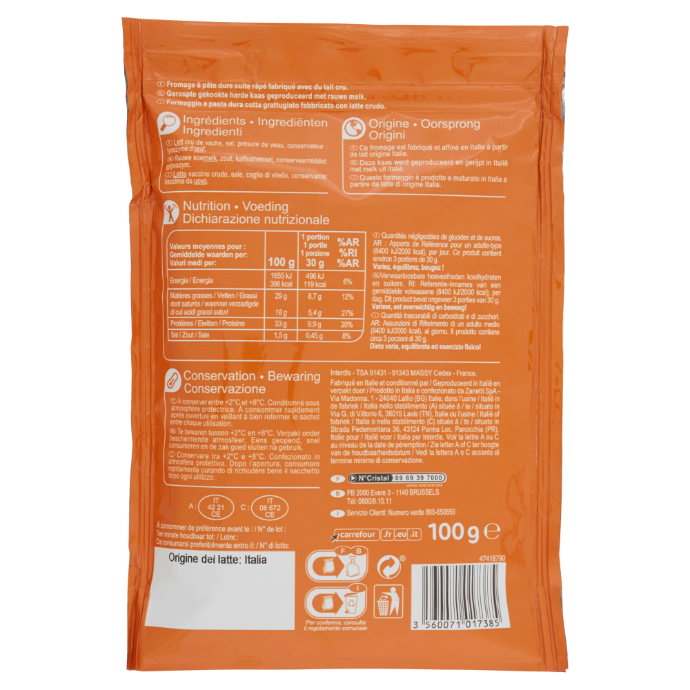 Carrefour Formaggio Grattugiato 100 g