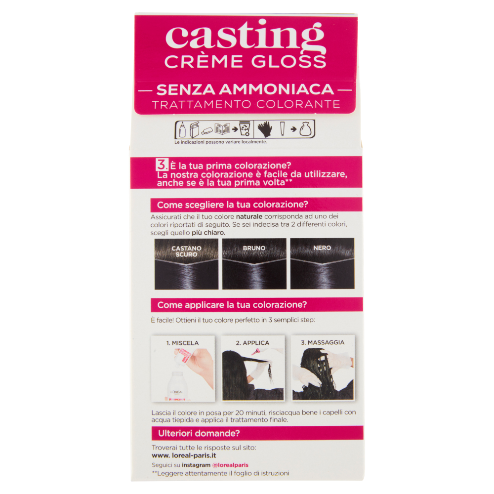 L'Oréal Paris Tinta Capelli Casting Creme Gloss, Senza Ammoniaca, 210 Nero Blu
