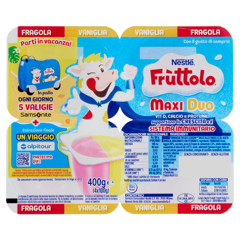 NESTLÉ FRUTTOLO Maxi Duo Fragola - Vaniglia 4x100g