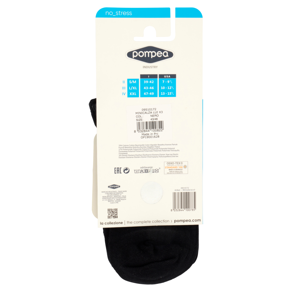 pompea lui minicalza cotone L-XL / 43-46 Bianco 3 paia