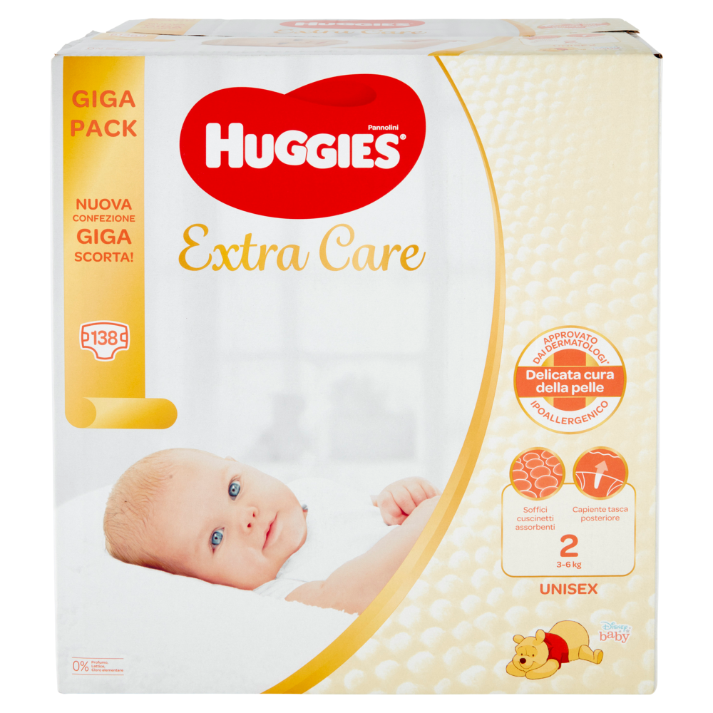 Huggies Extra Care Pannolini Unisex 2 3-6 Kg 138 pz