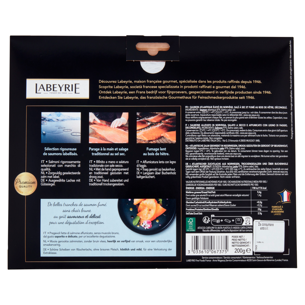 Labeyrie l'Originale Salmone Affumicato ASC, 100% Senza Antibiotici, gusto Delicato 200 g