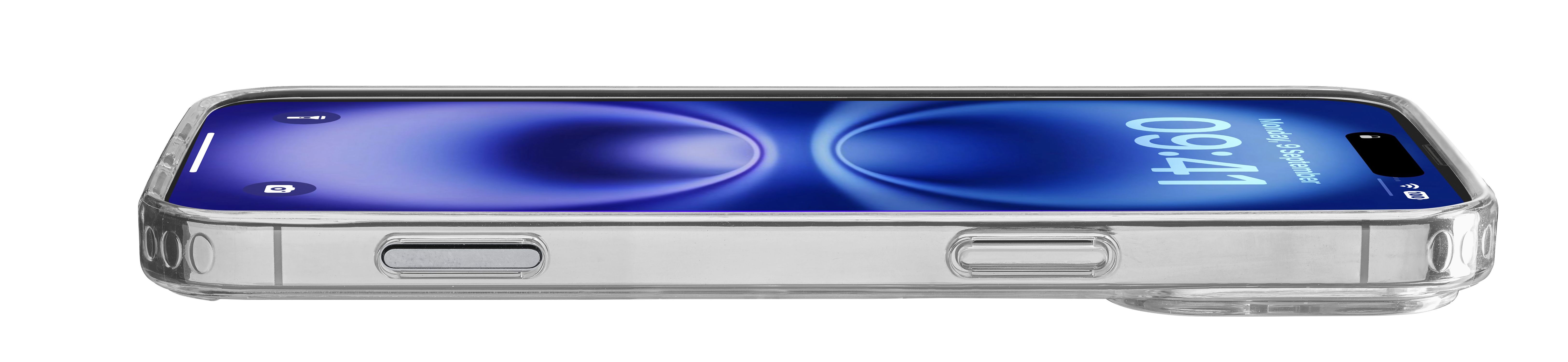 Cellularline Clear Strong - iPhone 16 Plus Custodia rigida con bordi in gomma