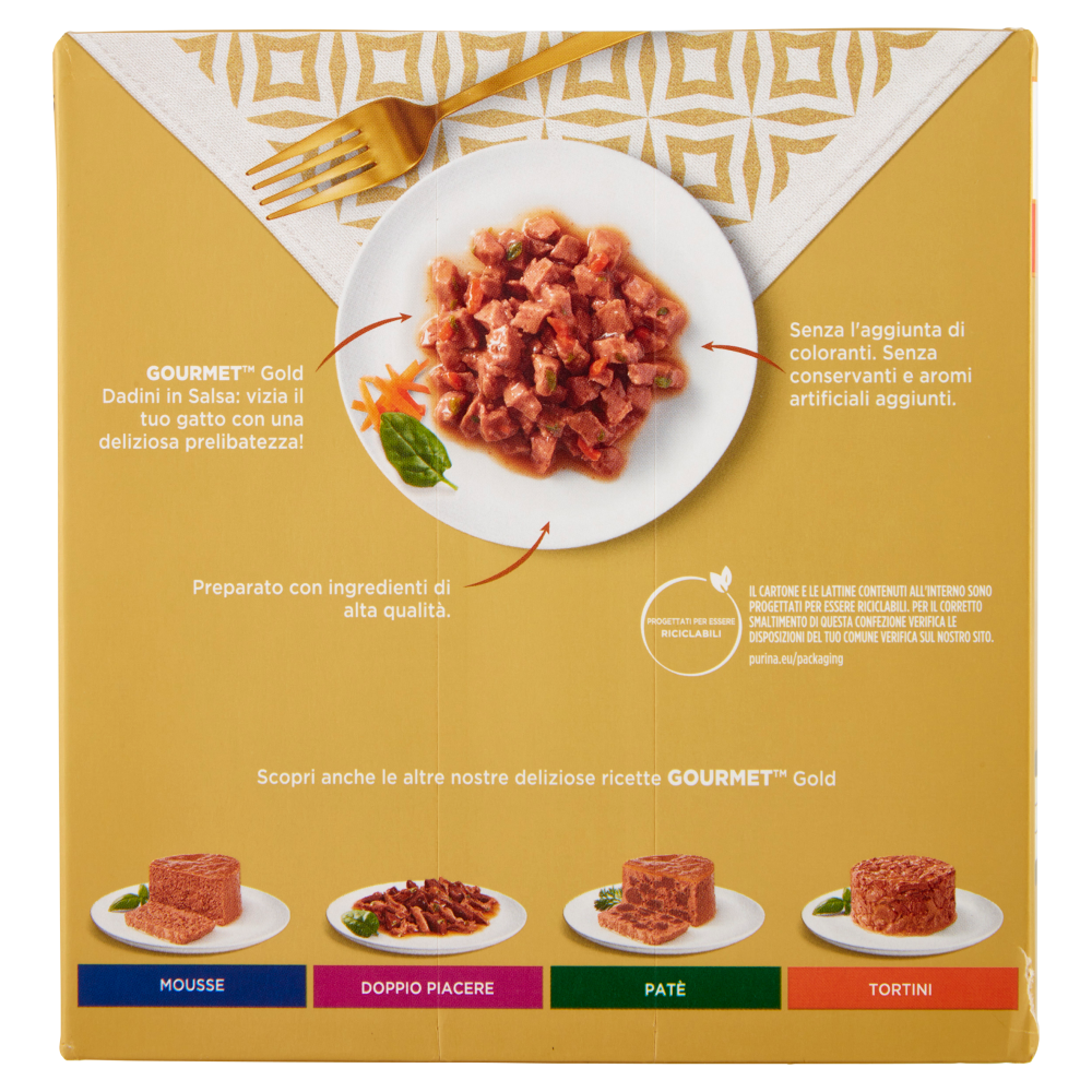 PURINA GOURMET Gold Dadini in Salsa con Verdure Trota / Anatra /  Vitello / Coniglio 8 x 85 g