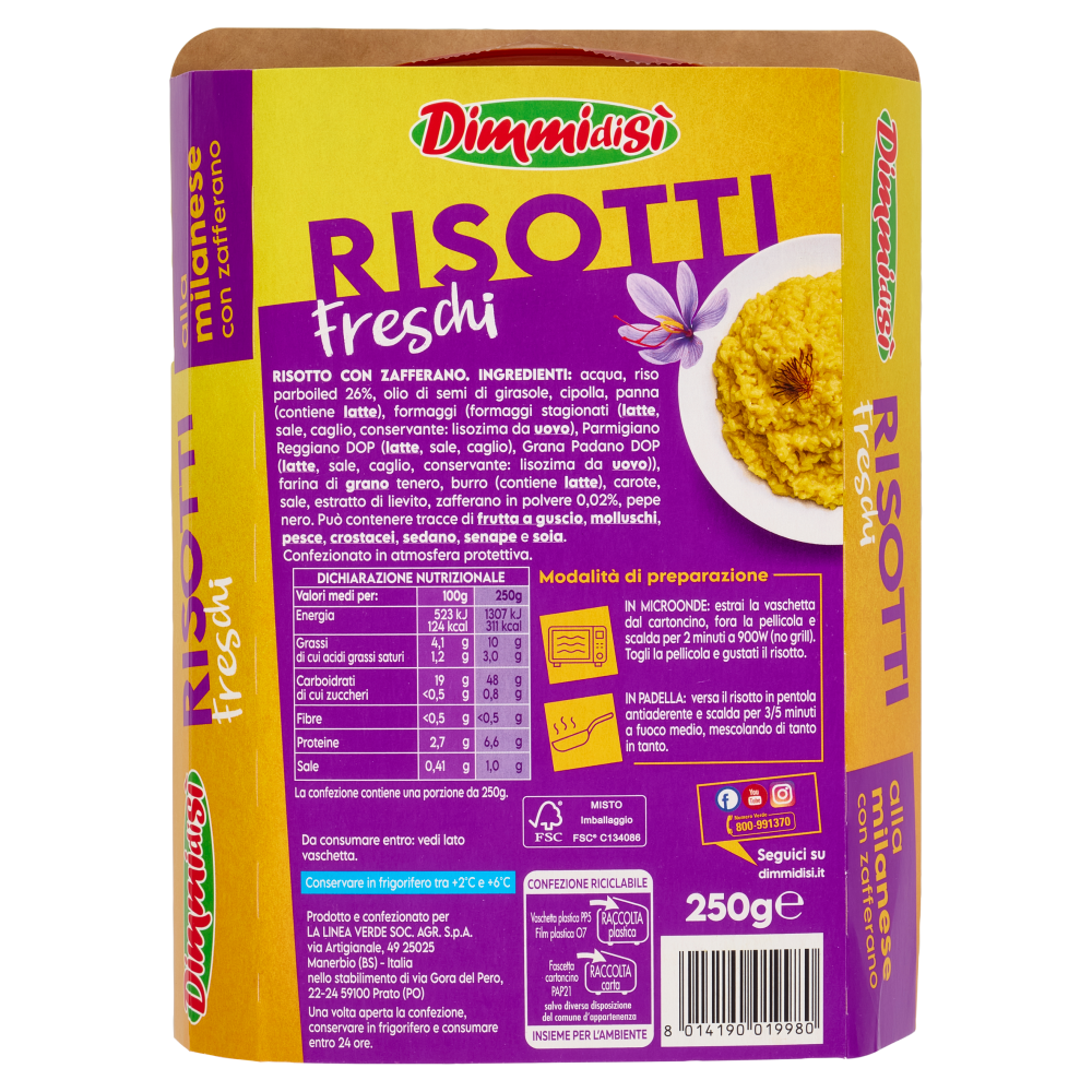 DimmidiSì Risotti Freschi alla milanese con zafferano 250 g